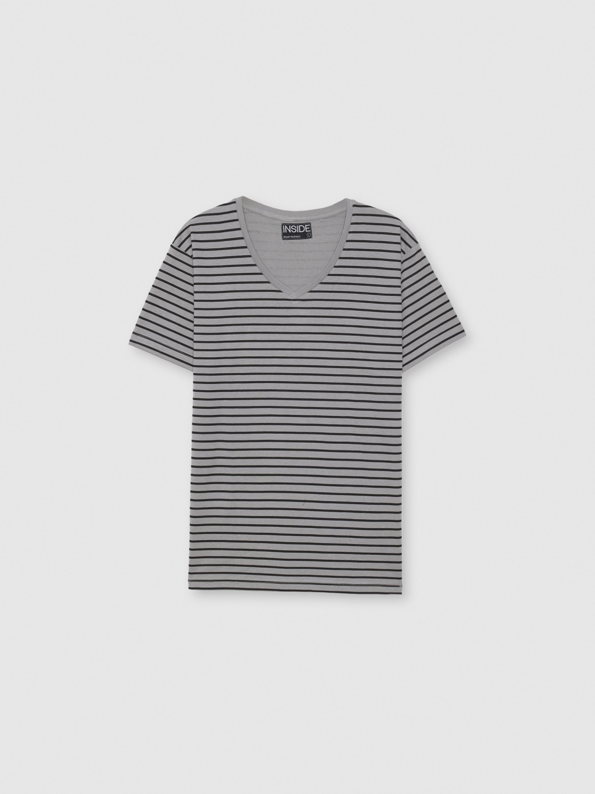 Striped cotton pajama grey front view upper part