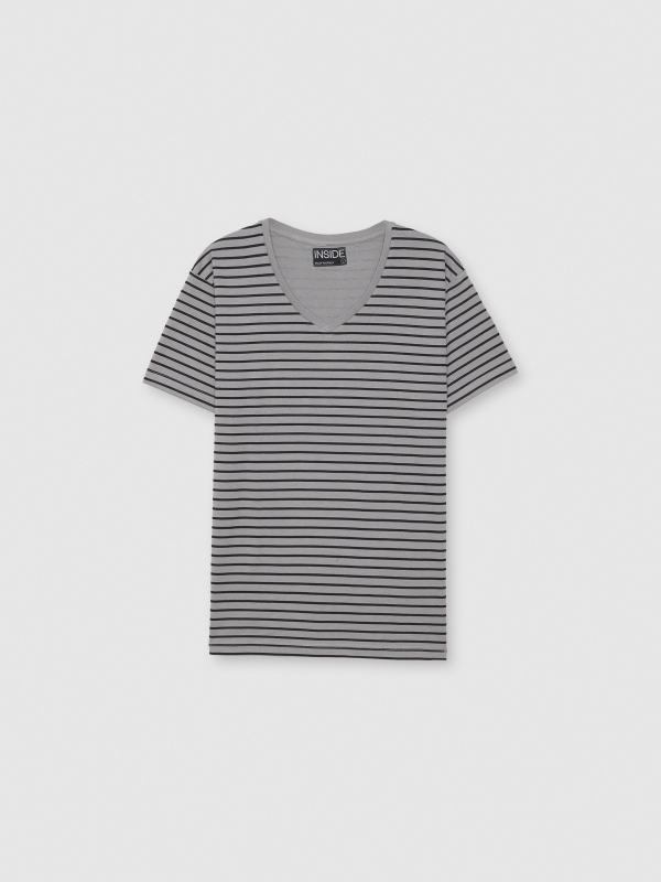 Striped cotton pajama grey front view upper part