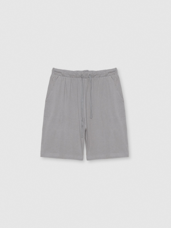 Striped cotton pajama grey back view upper part