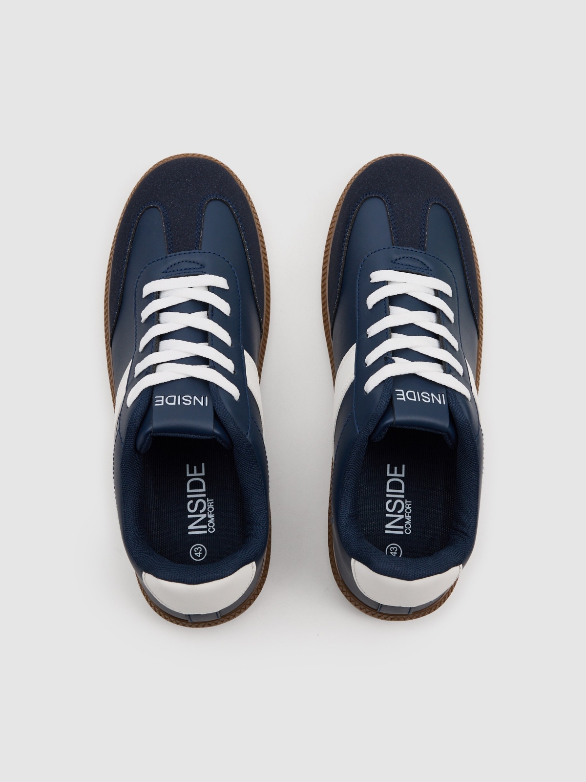 Combined faux leather sports shoes blue zenithal view