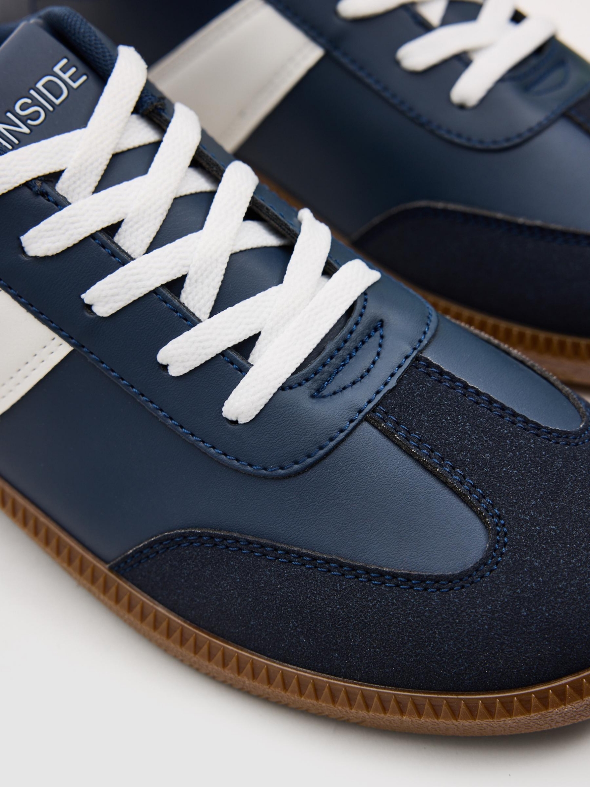 Deportivas polipiel combinadas azul vista detalle