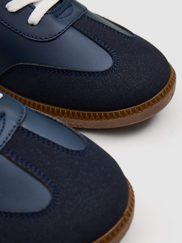 Deportivas polipiel combinadas azul vista detalle