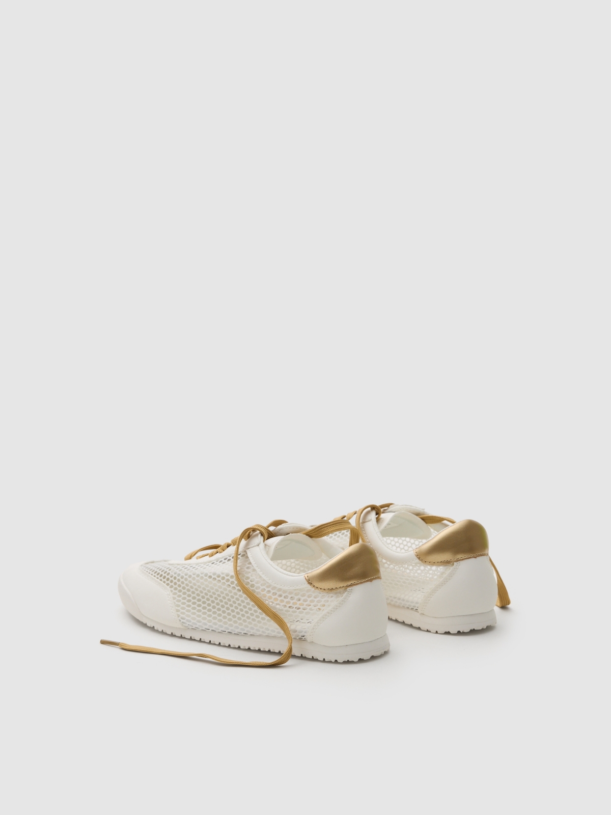 Embroidered canvas sneakers white 45º back view