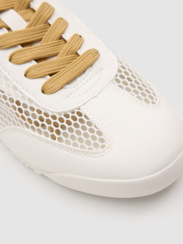 Zapatillas de lona bordada blanco vista cenital