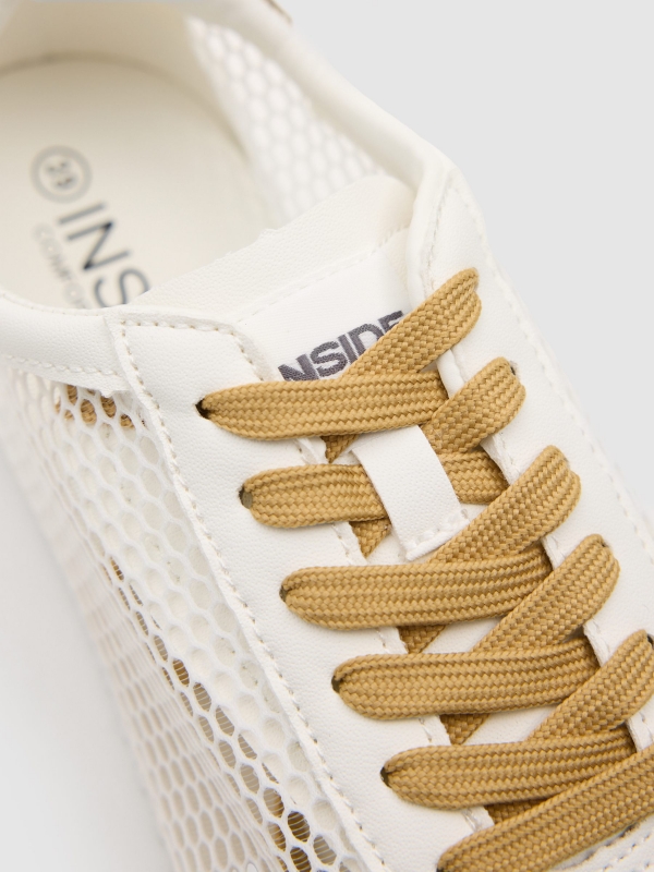 Zapatillas de lona bordada blanco vista detalle