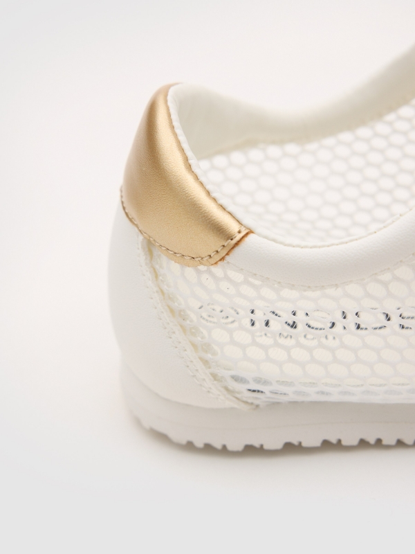 Embroidered canvas sneakers white detail view