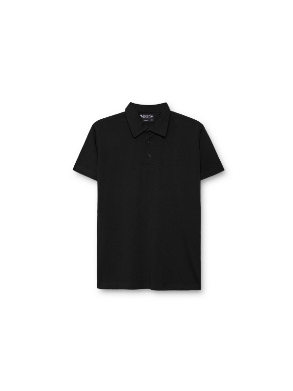  Black basic short sleeve polo black front view