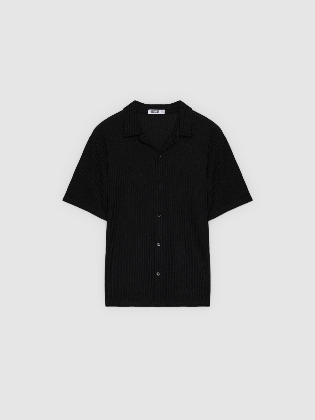 %Pto% Ribbed button shirt black front view