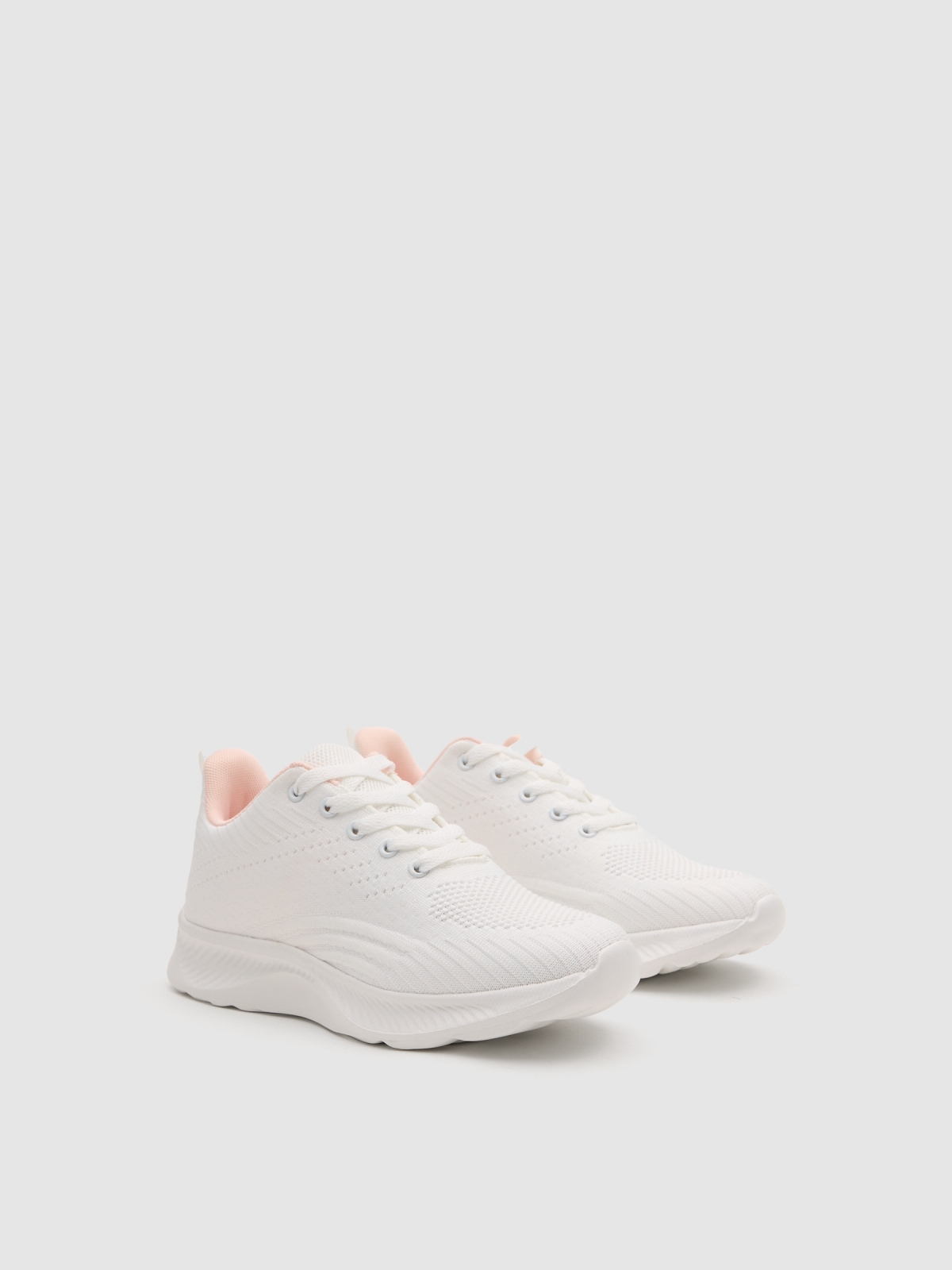 Faux leather sports with zipper white 45º front view