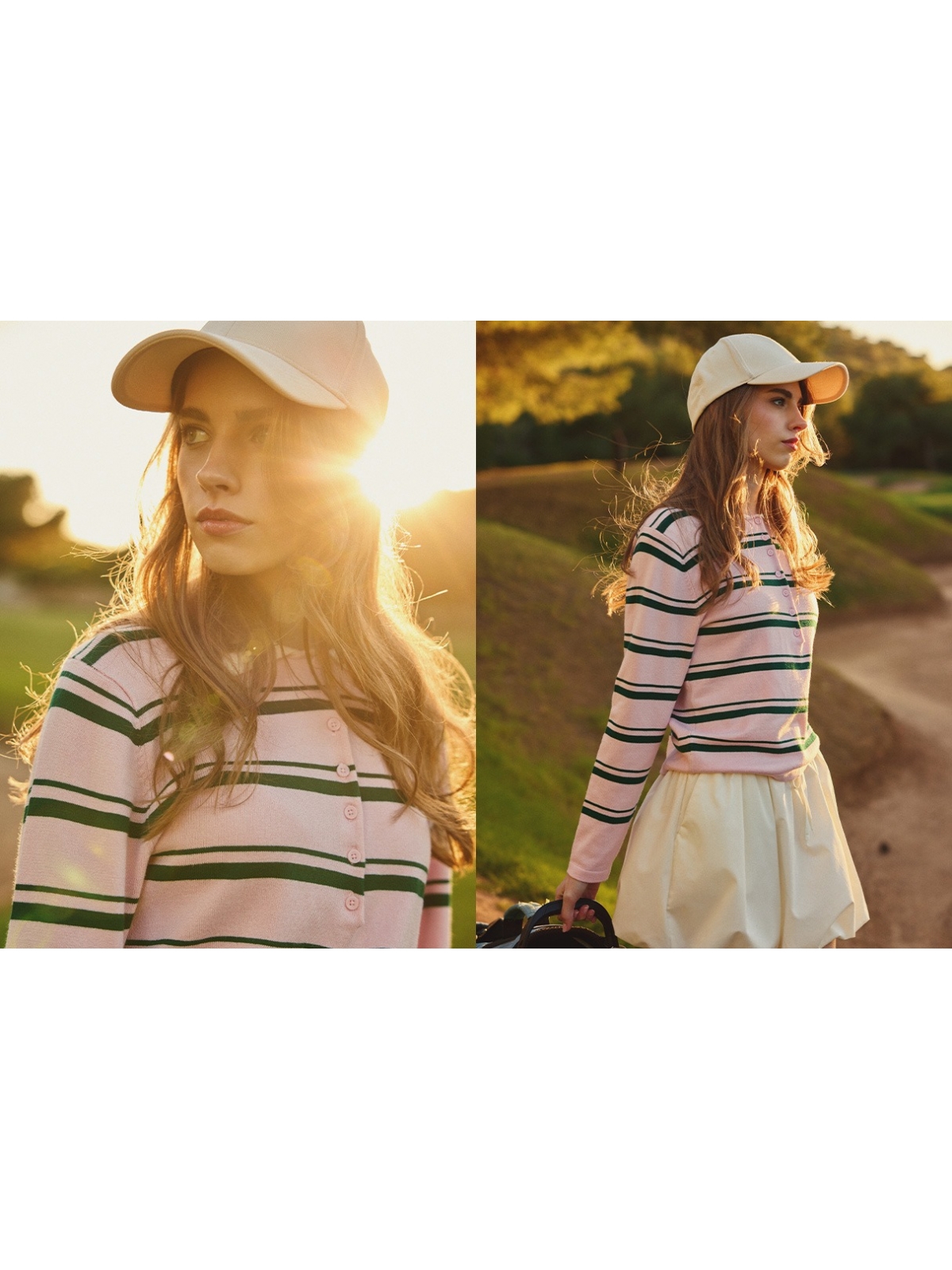 %NewExtra% Striped knit polo jersey with buttons light pink
