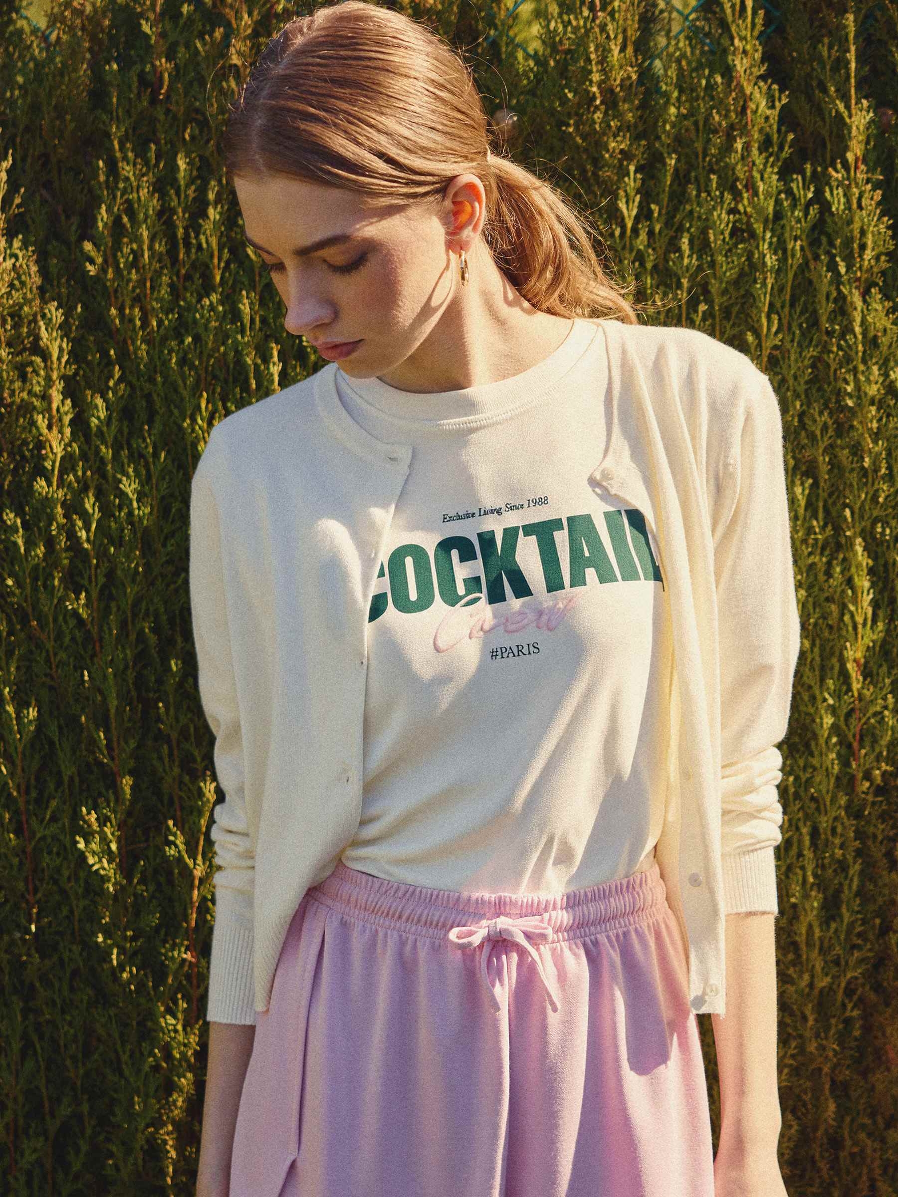 Casual knit cardigan off white middle front view