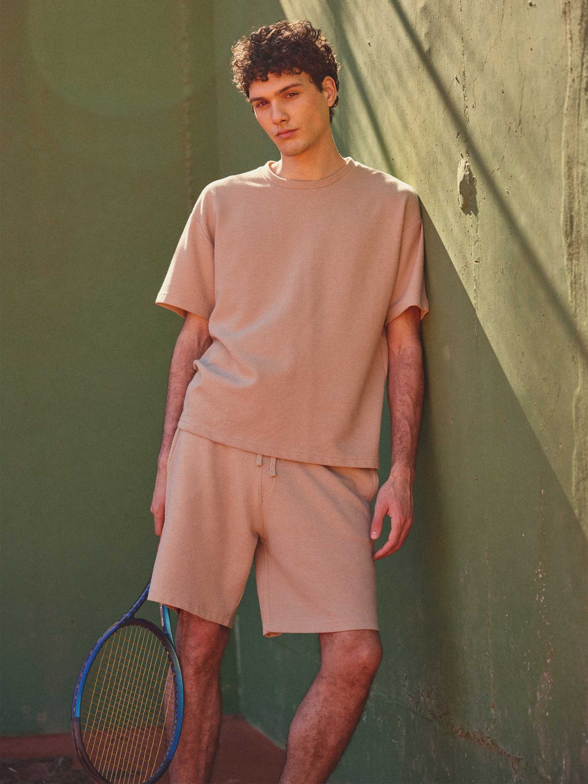 %New% Sports fleece Bermuda with drawstrings beige