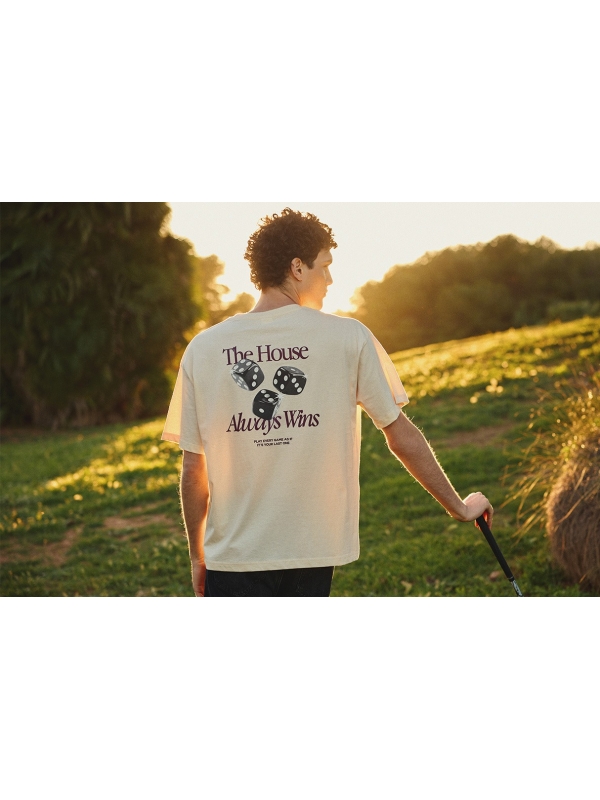  Camiseta mensaje algodón blanco roto