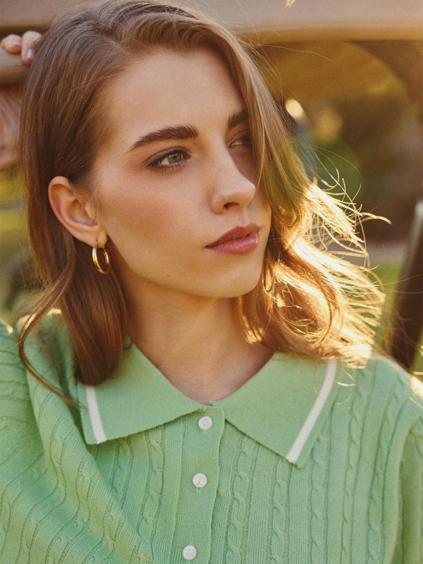  Slim knit polo jersey light green