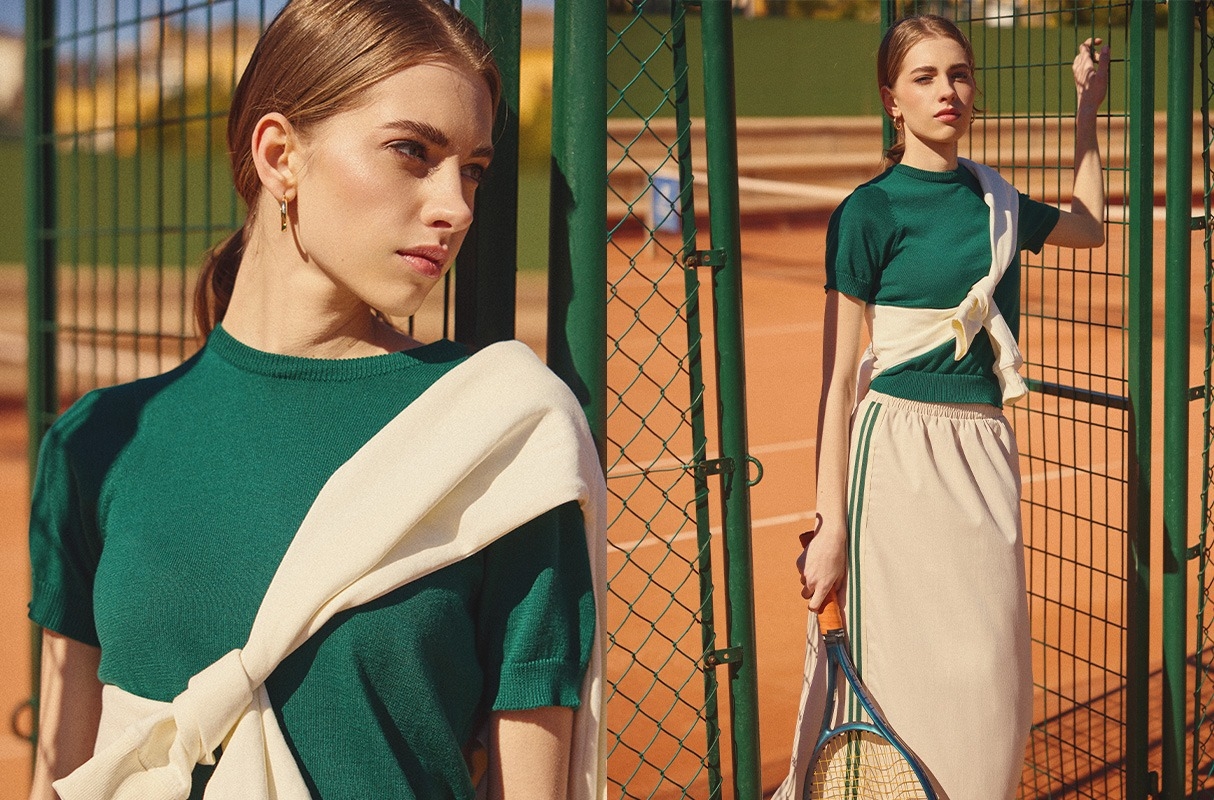 Basic round neck jersey dark green middle front view