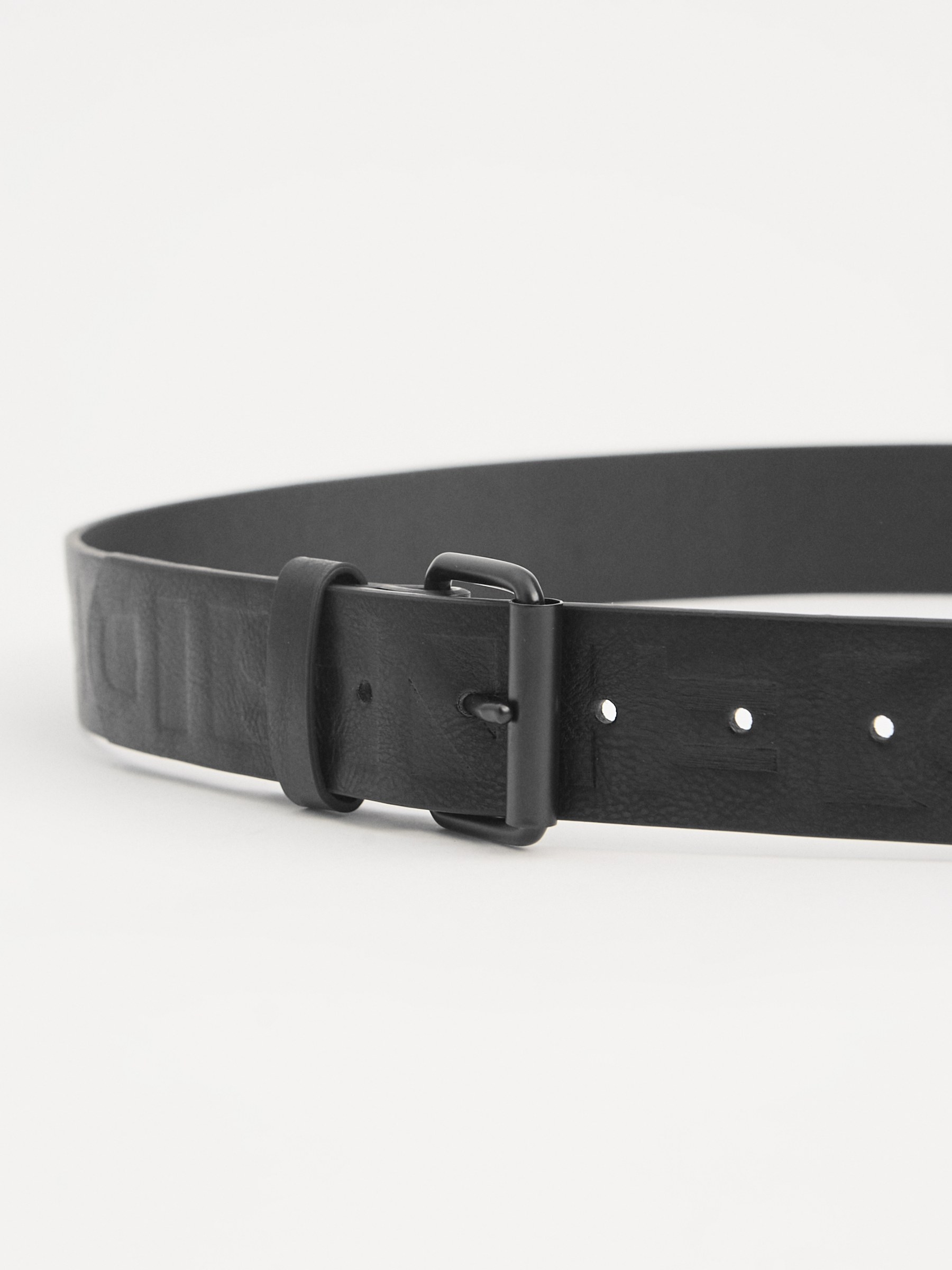 Engraved leather effect belt black