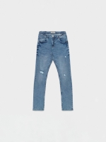 %Pto% Ripped blue slim jeans blue front view