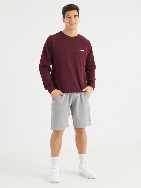 Basic jogger shorts light grey front view