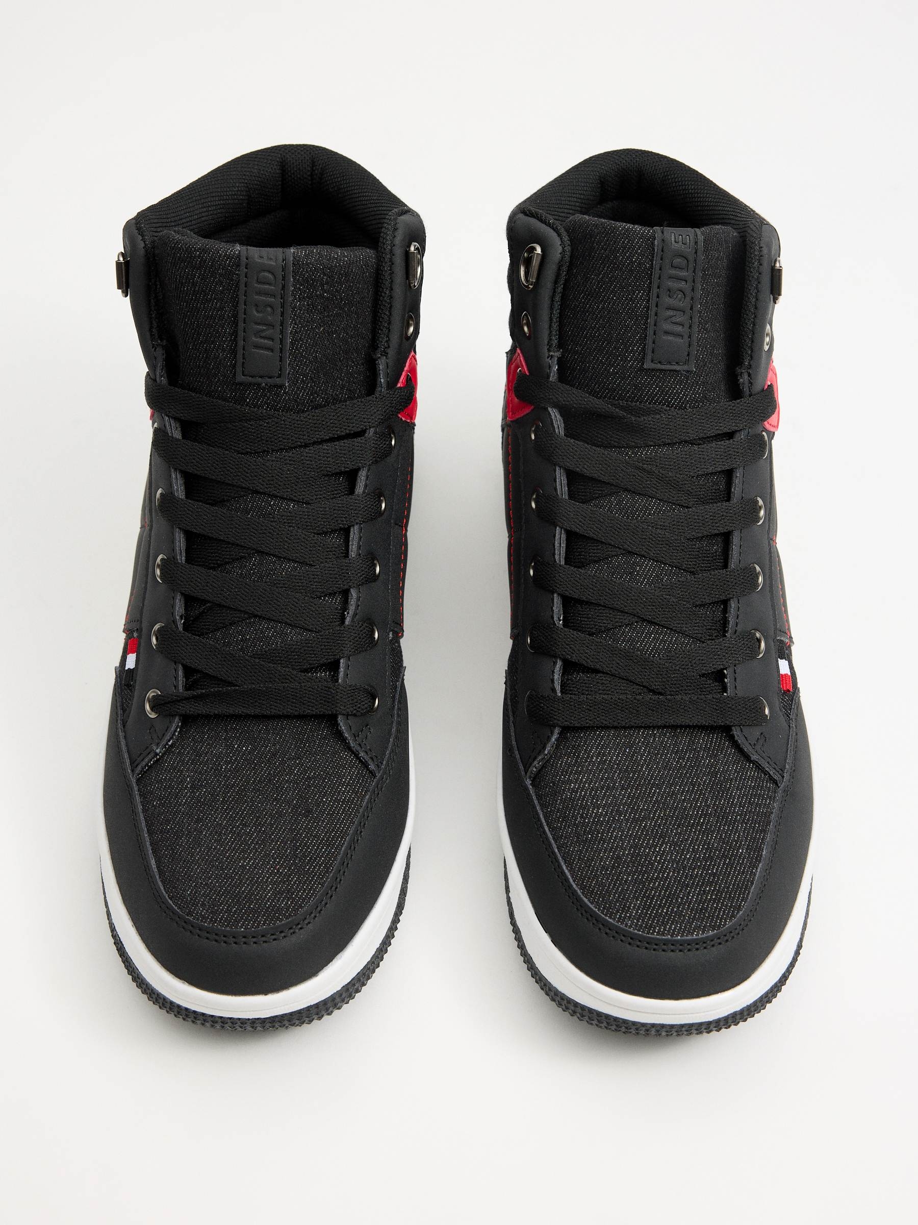 Bota esportiva denim combinada preto