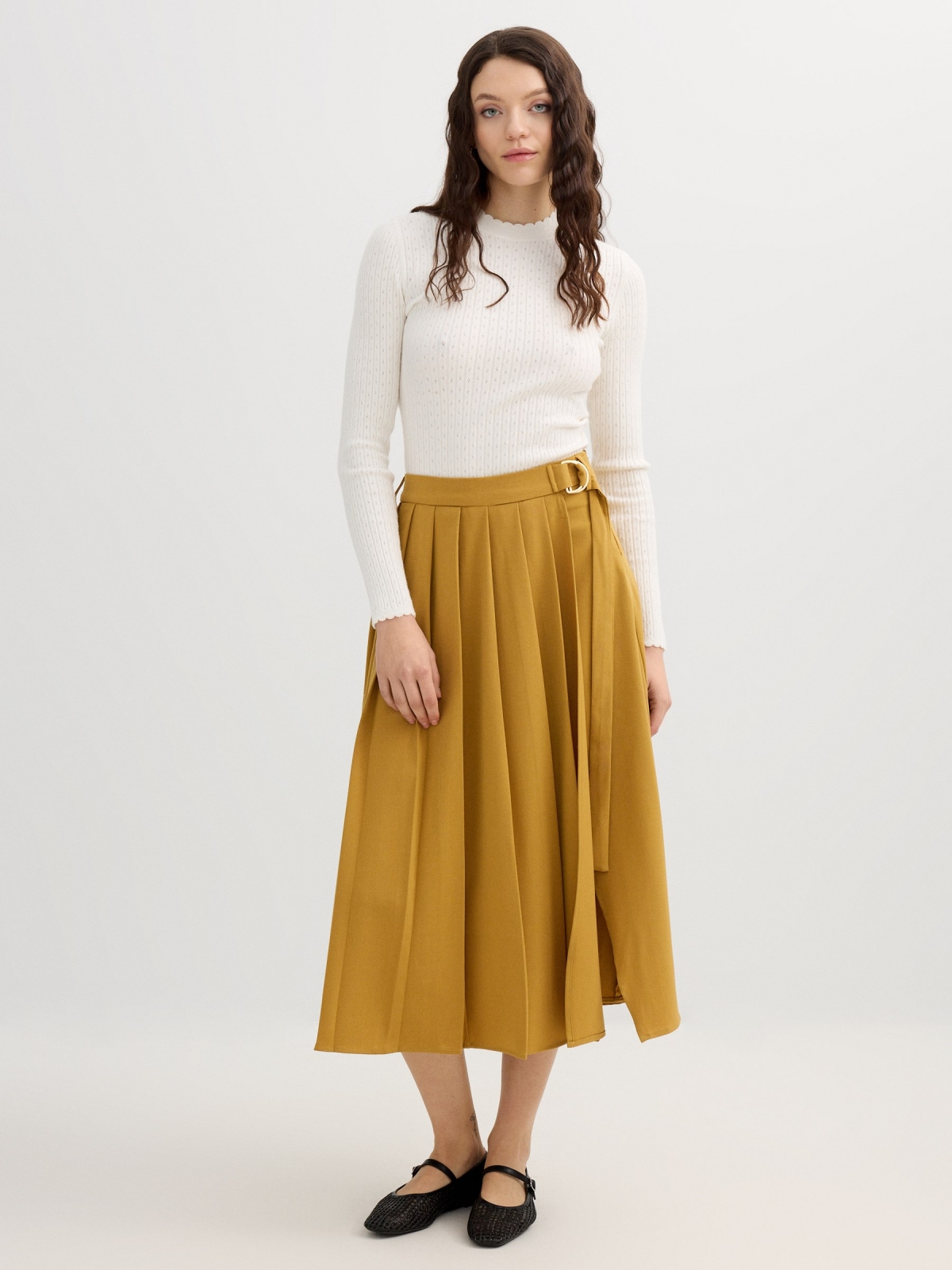 Wrap midi skirt cinnamon middle front view