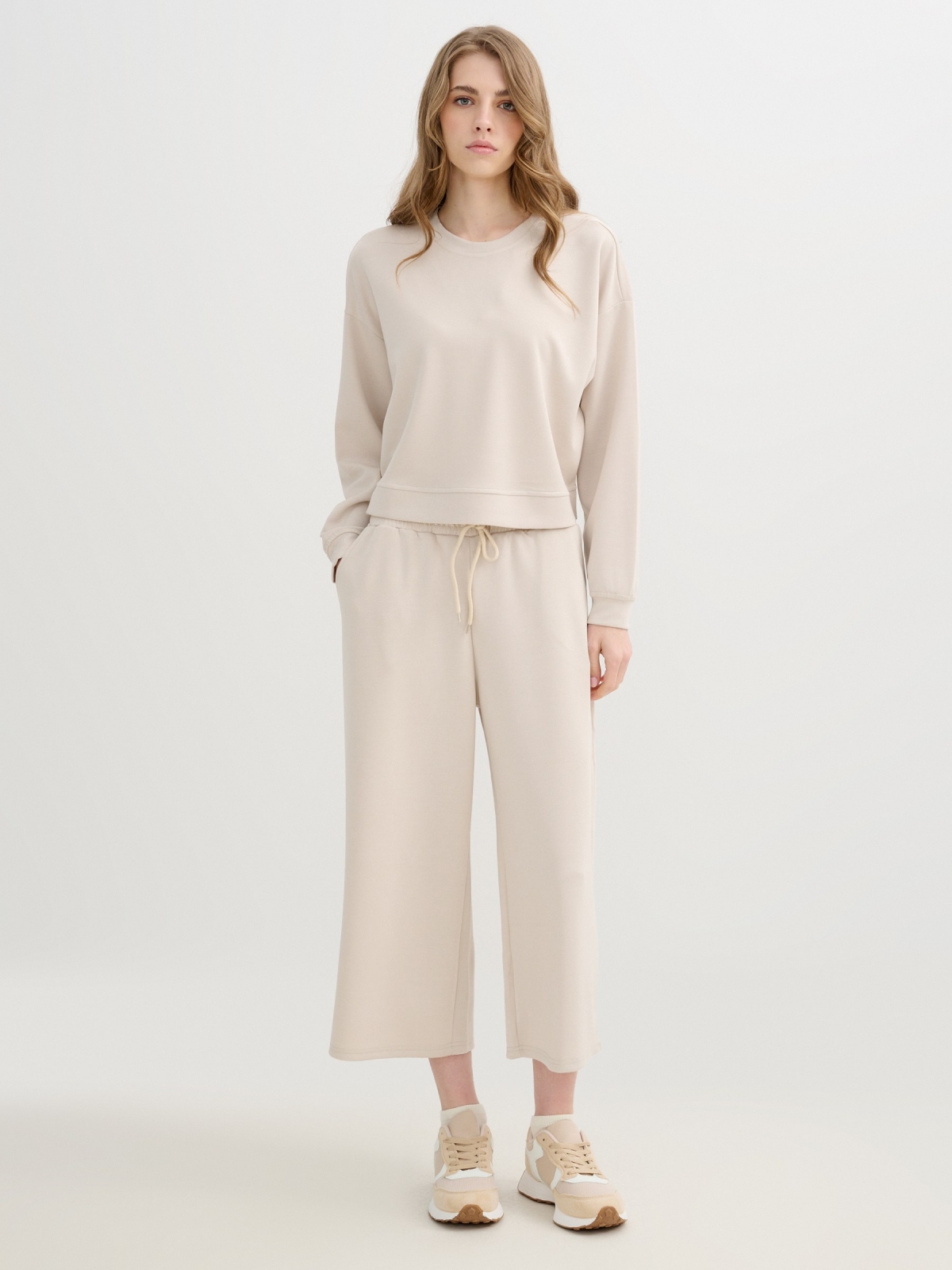 Sports knit culotte raw front view