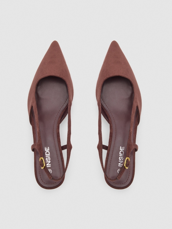 Strappy faux leather sandal brown zenithal view