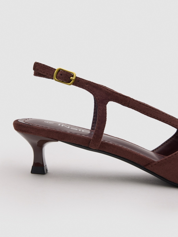 Strappy faux leather sandal brown detail view
