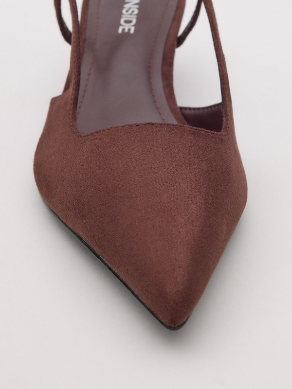 Strappy faux leather sandal brown detail view