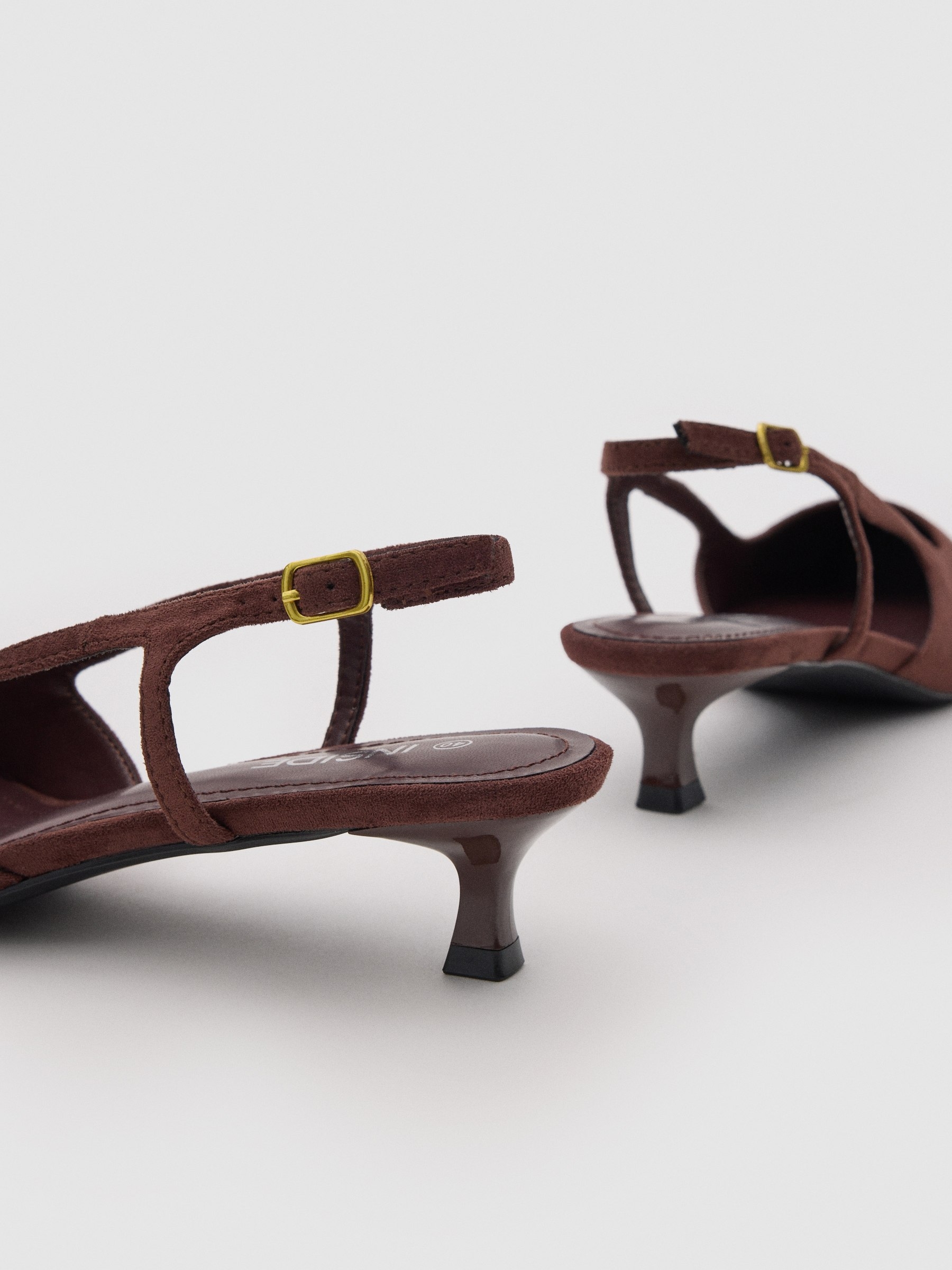 Strappy faux leather sandal brown