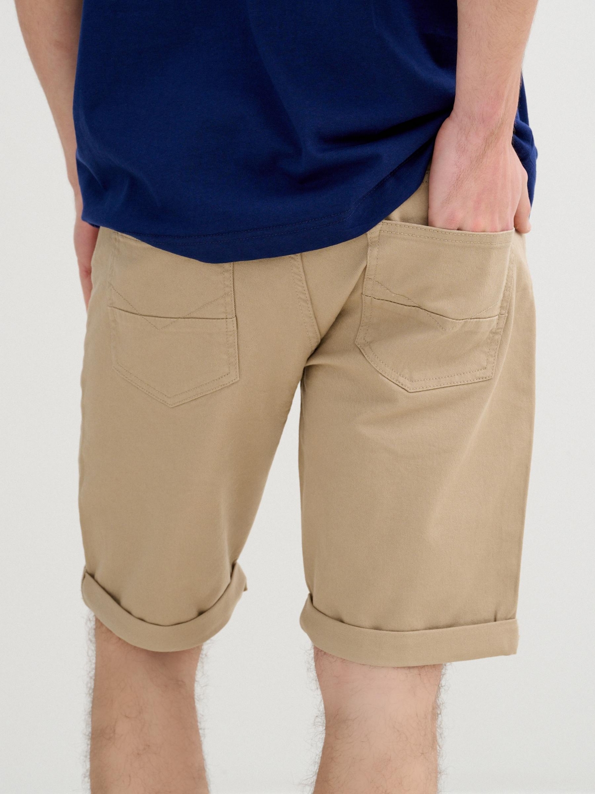 Bermuda slim gabardine beige front view