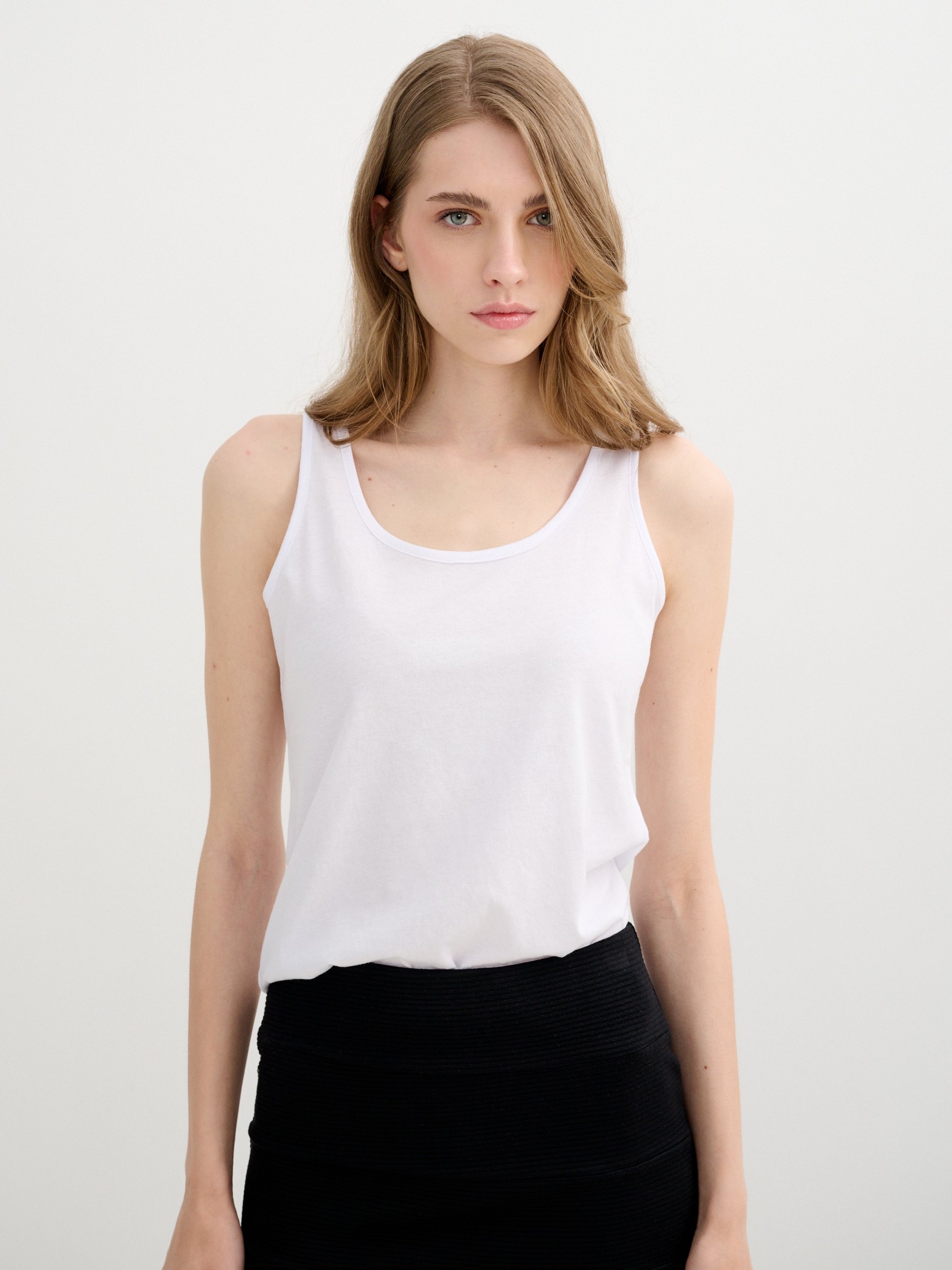 INSIDE Camiseta básica sin mangas, Blanco, L