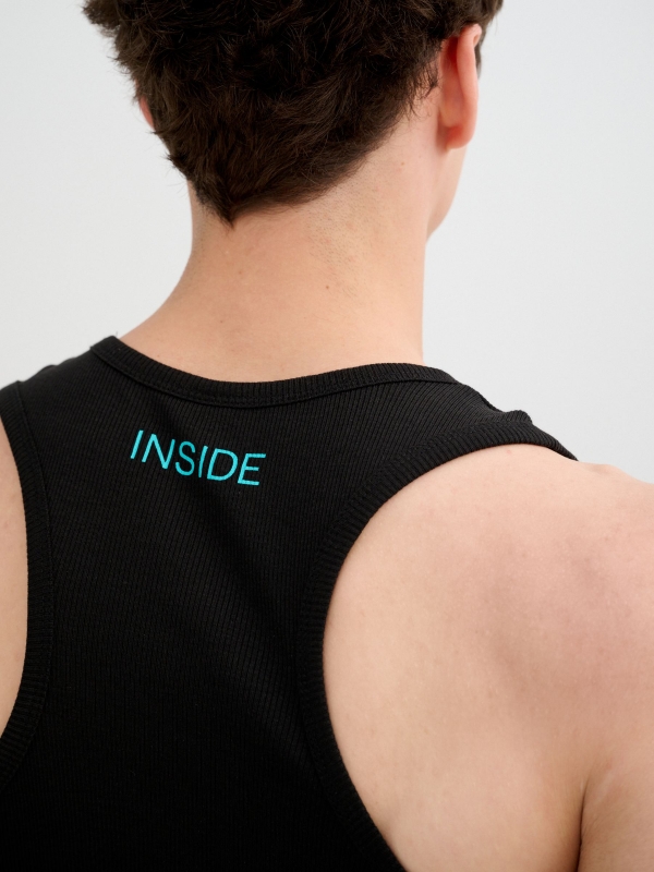 Basic ribbed tank top black detail view