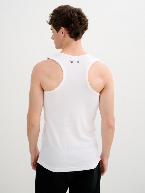 Camiseta tirantes canalé básica blanco vista media trasera