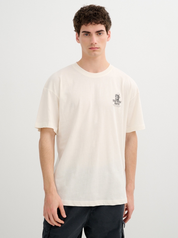 Camiseta Mensagem Casual crua vista meia frontal