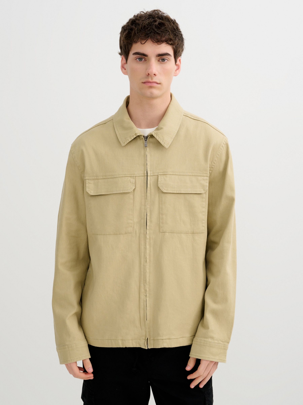 Zipper jacket raw middle front view