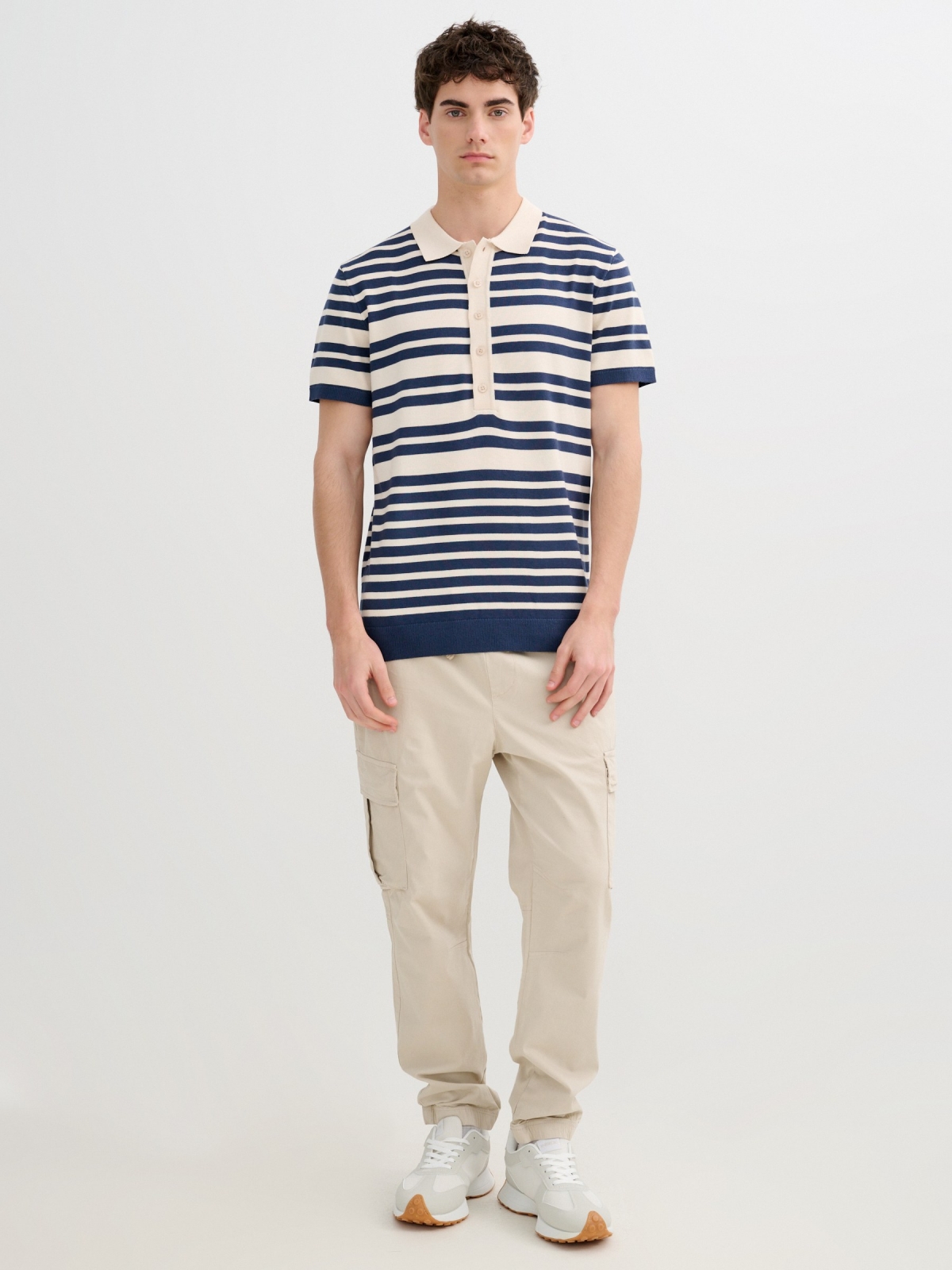 Cargo jogger pants beige front view