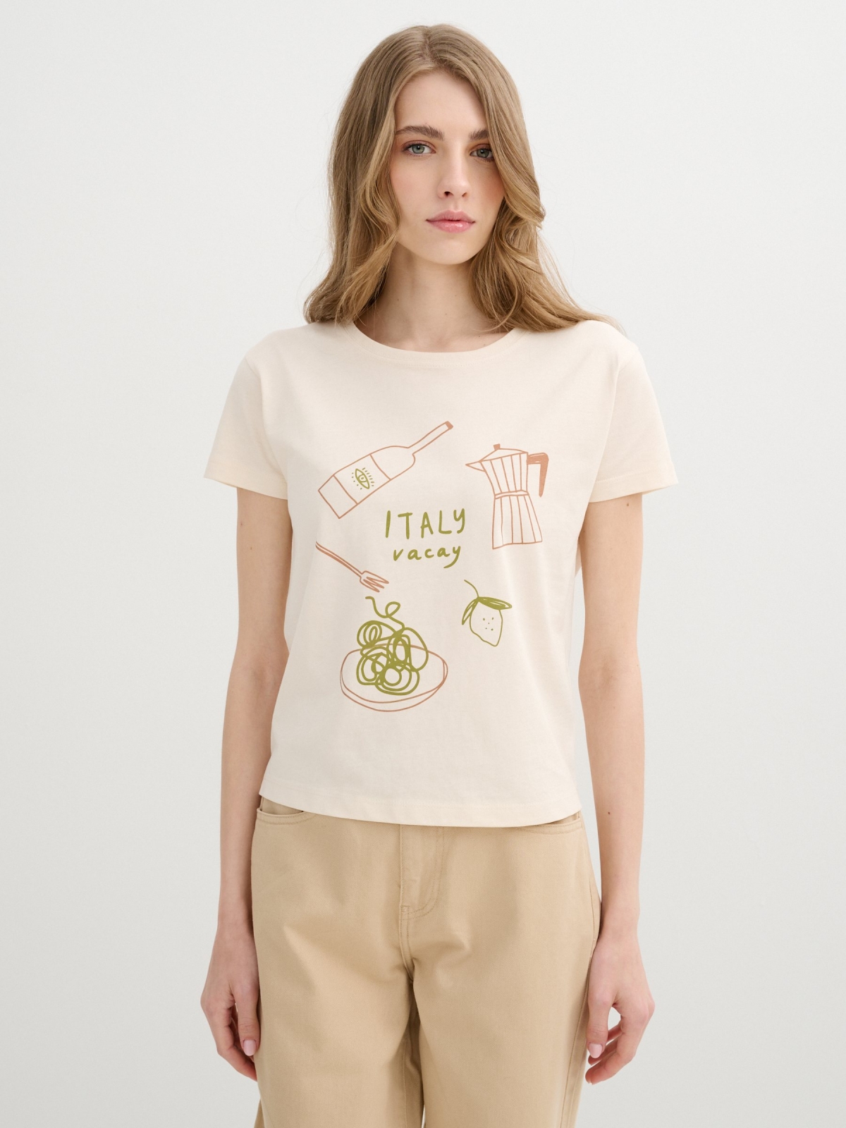 Camiseta Italy blanco roto vista media frontal