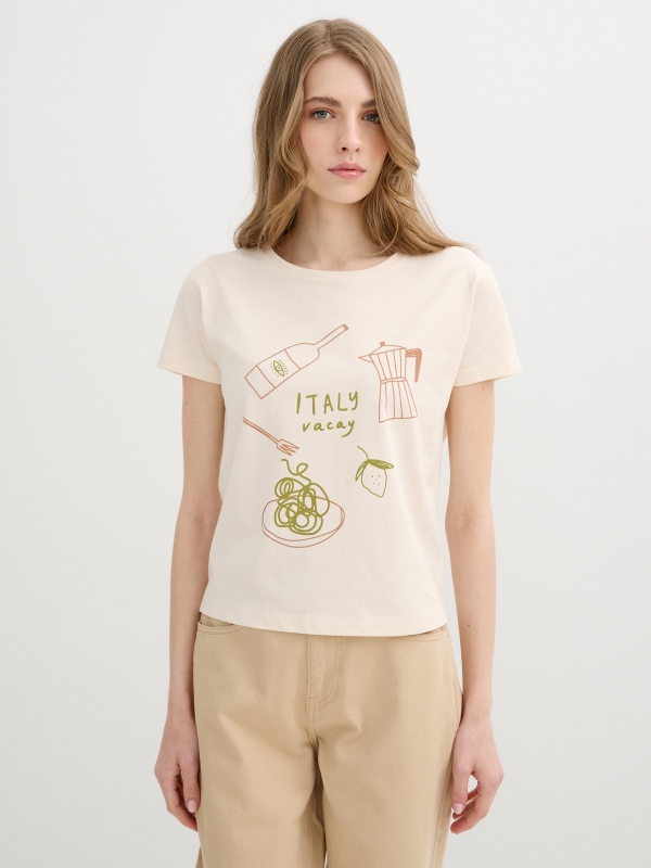 Camiseta Italy blanco roto vista media frontal