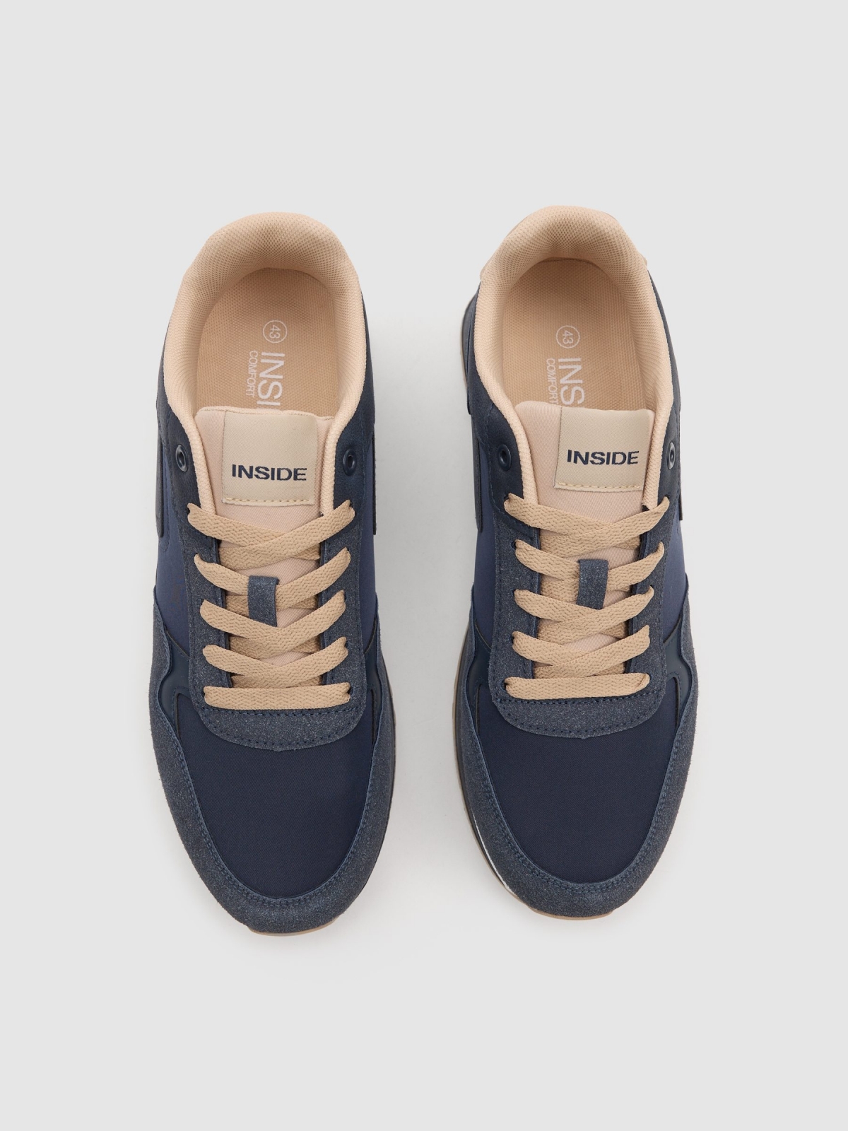 Tênis de corrida de nylon combinados azul vista superior