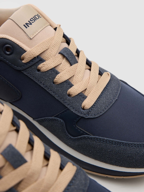 Combined nylon running shoes blue detail view