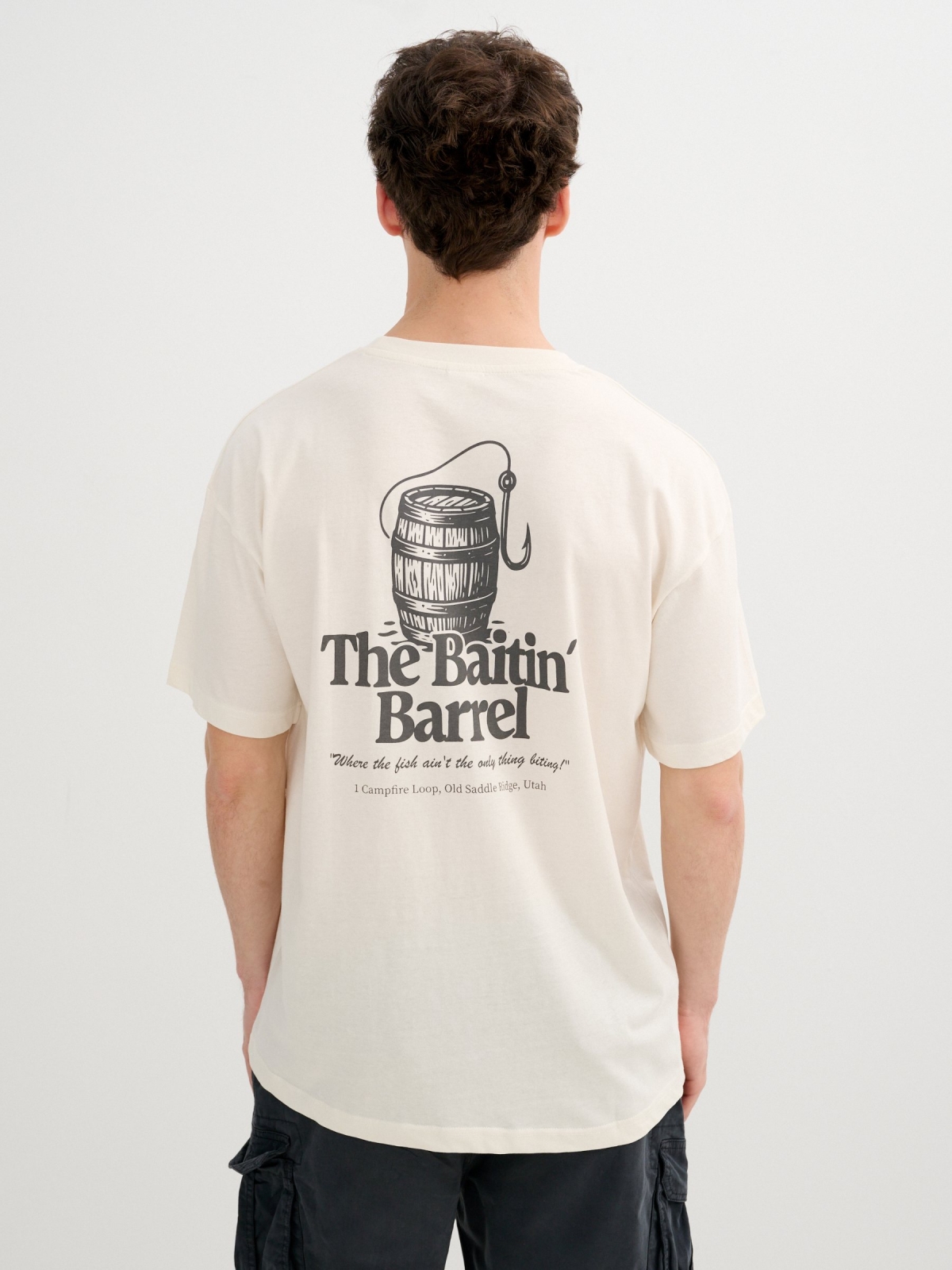 Casual Message T-shirt raw middle back view