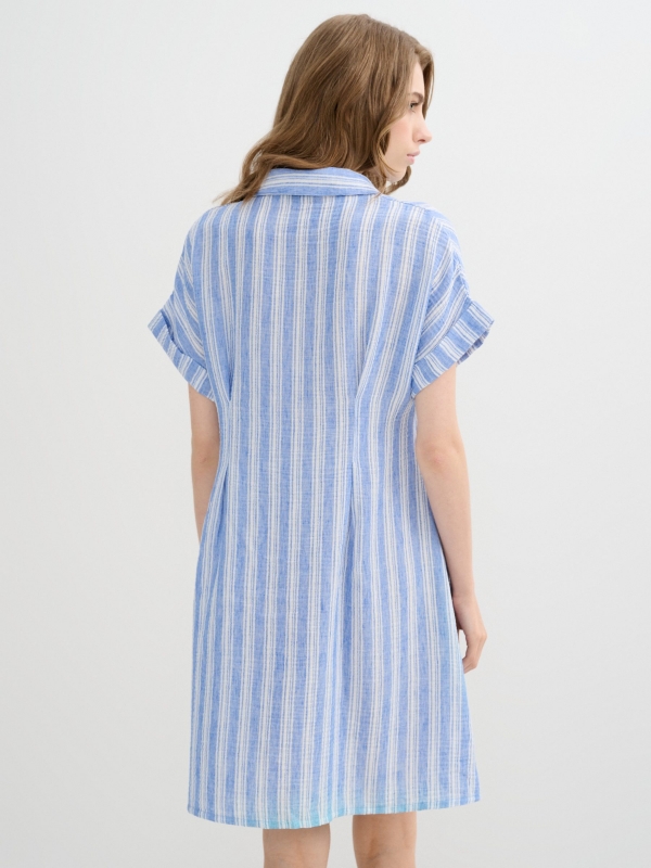 Vestido camisero rayas azul marino vista media trasera