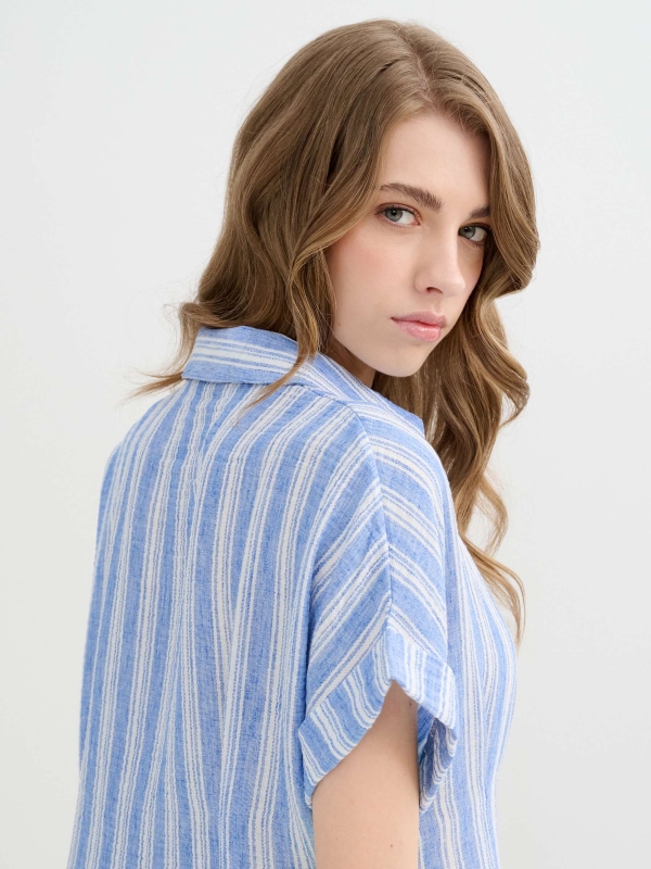 Vestido camisero rayas azul marino vista detalle