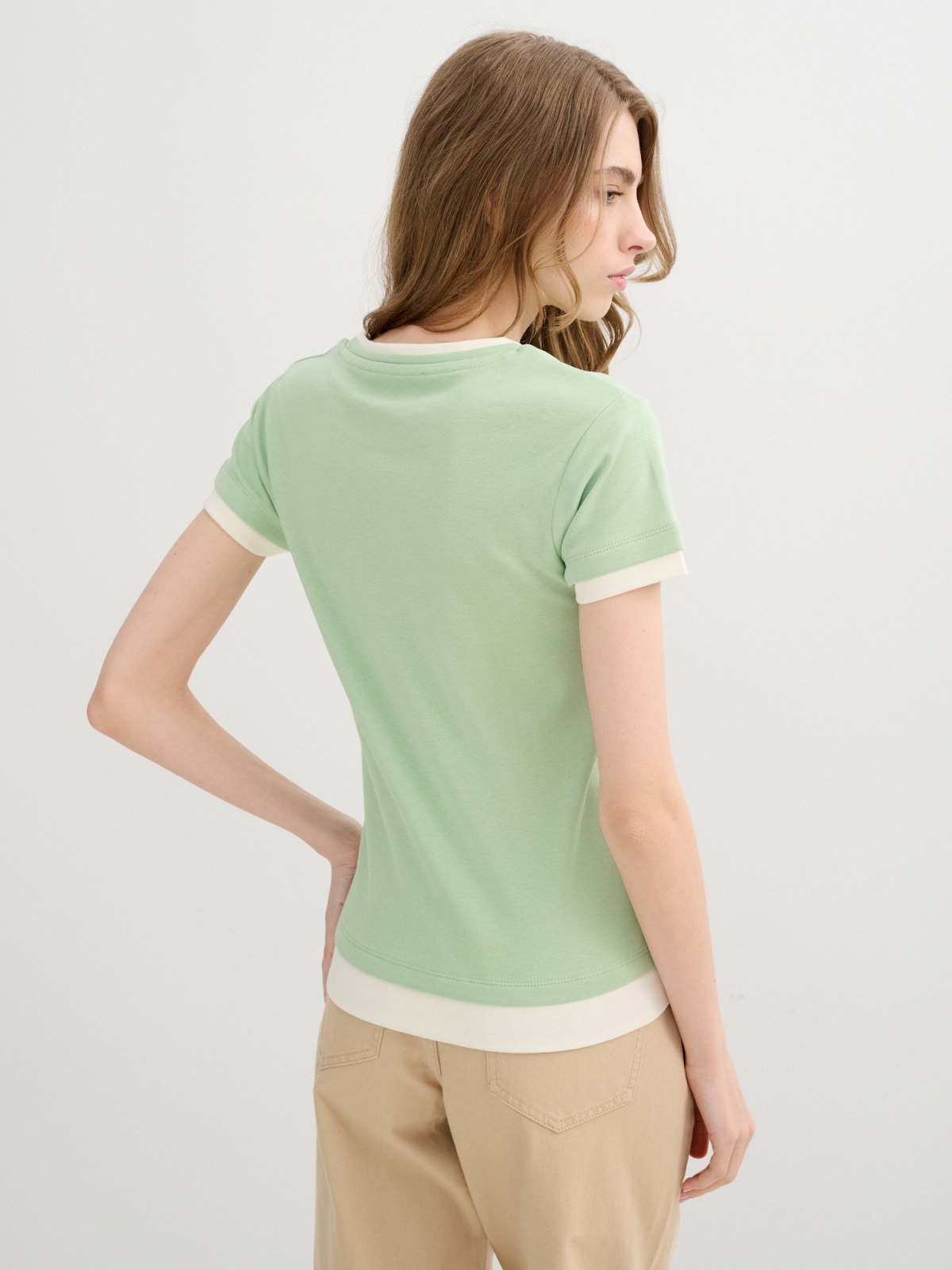 Matcha slim t-shirt light green middle back view