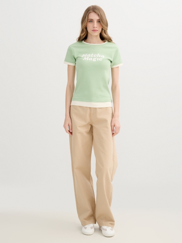 Matcha slim t-shirt light green front view