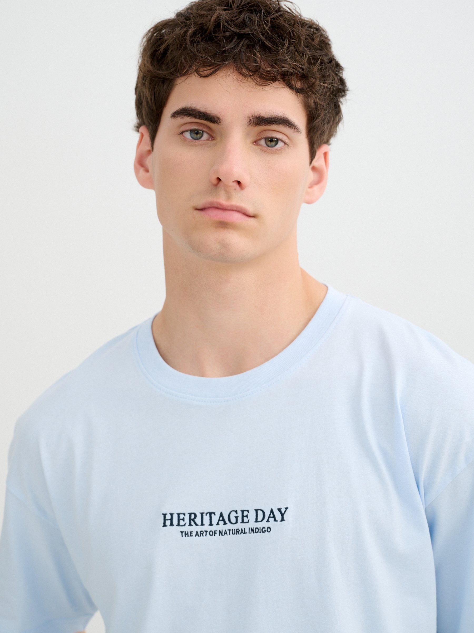 Camiseta Heritage Day azul celeste vista media frontal