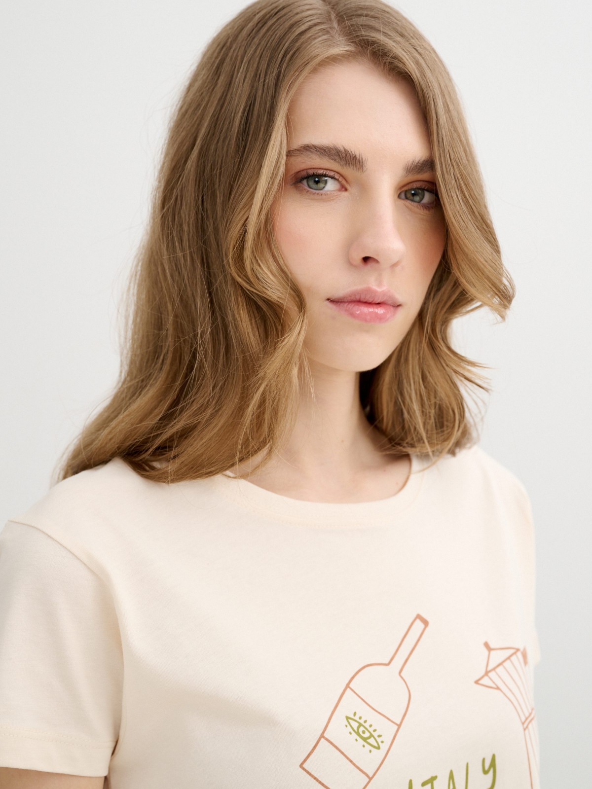 Camiseta Italy blanco roto vista detalle