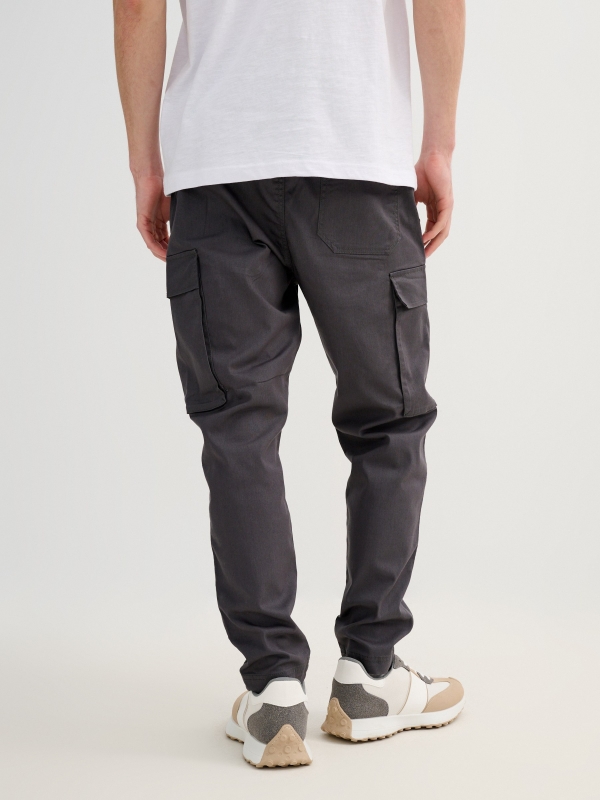 Jogger casual pockets blue middle back view