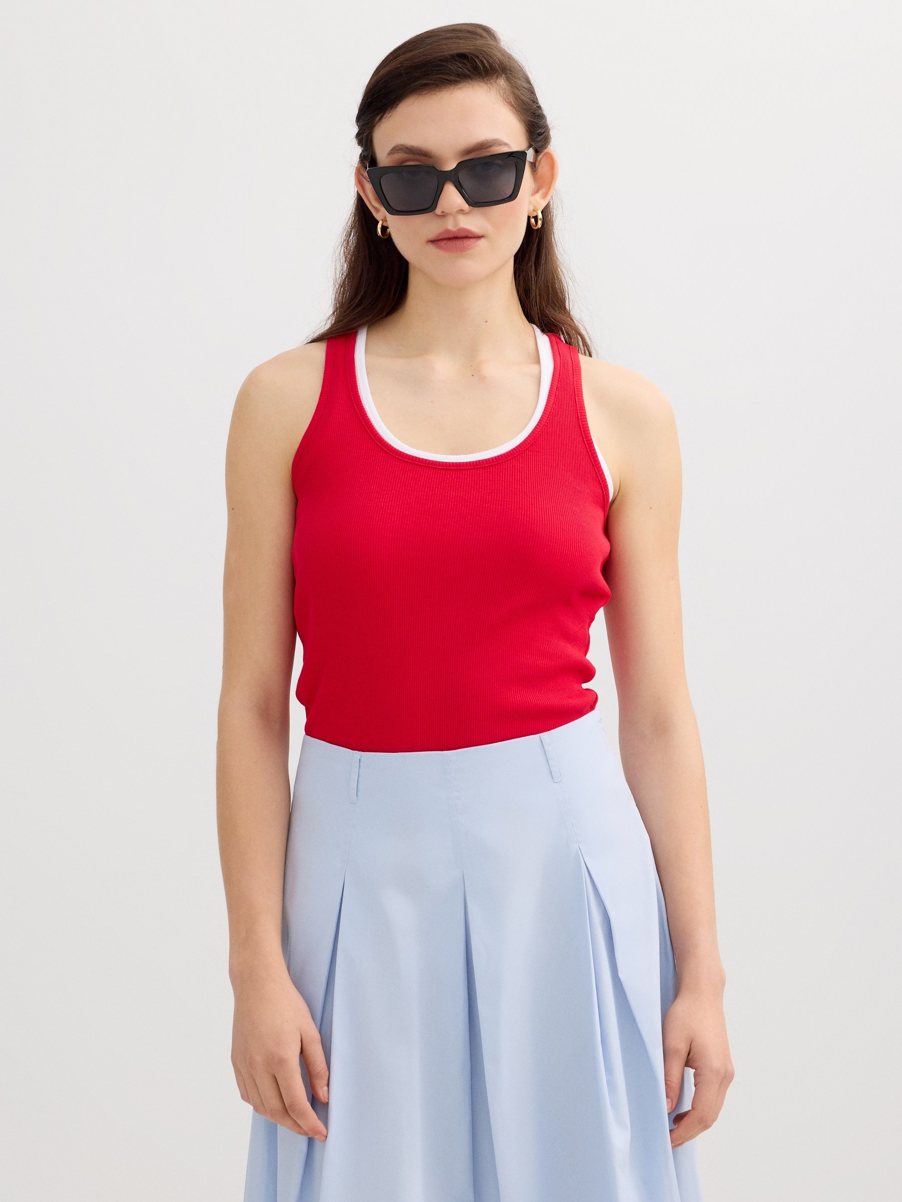 INSIDE Camiseta básica de tirantes algodón, Rojo, L