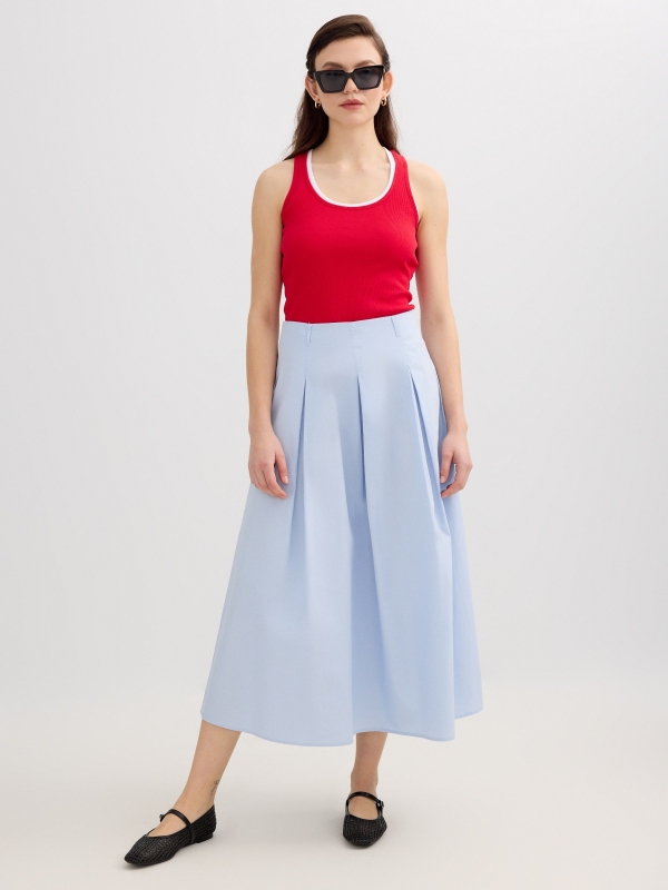 Basic cotton tank top carmine front view